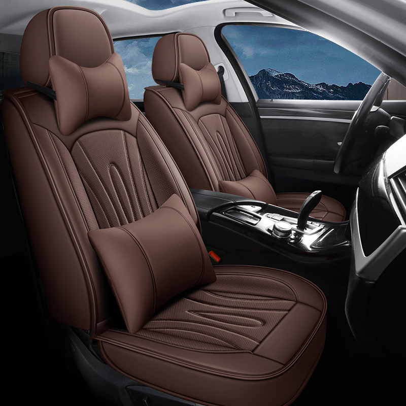 General Leather Car Seat Covers, High-Back, Waterproof, Airbag Compatible, Suitable for Cars, SUVs, Trucks and Vans