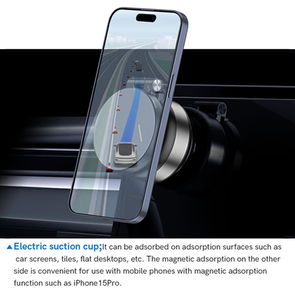 Car Navigation/Retractable Rotating Car Phone Double-Sided Magnetic Holder Supports Wireless Charging 15W