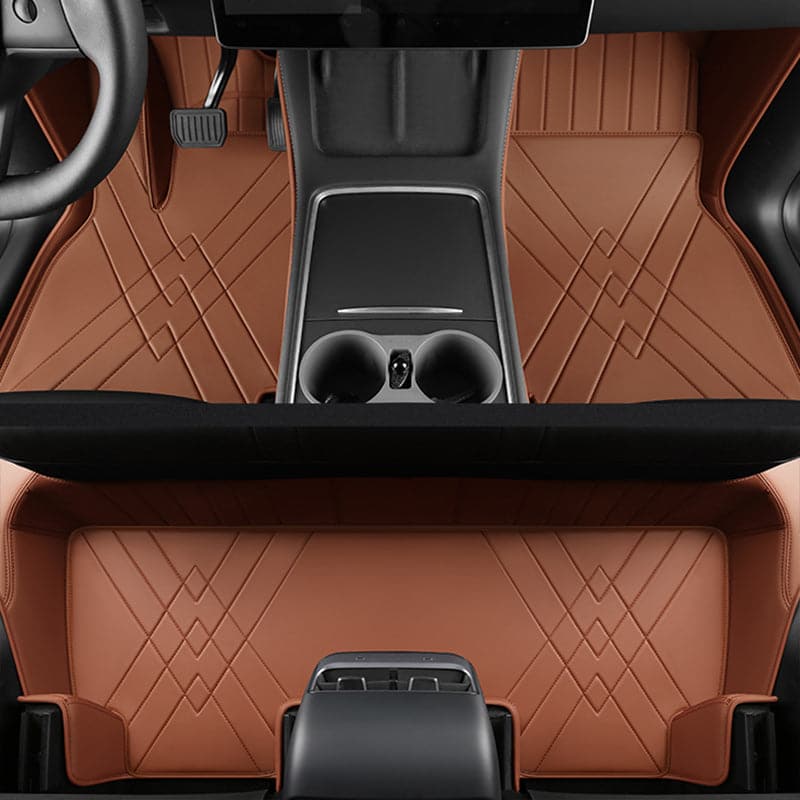 Special for Tesla Model S and Model X Leather Floor Mat Fully Surrounded By All-Weather Floor Mat