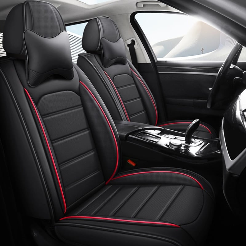 Delicate Leather Car Seat Covers Full Set, Custom For Your Cars, Waterproof Leather Front Rear Seat Automotive Protection Cushions, Car Accessories