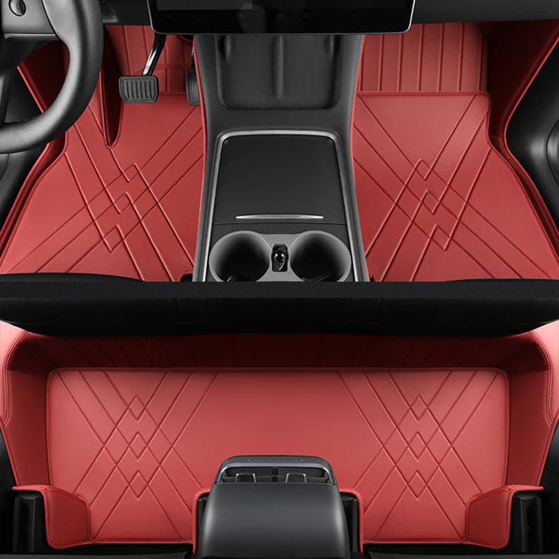 Special for Tesla Model 3 and Model Y Leather Floor Mat Fully Surrounded By All-Weather Floor Mat