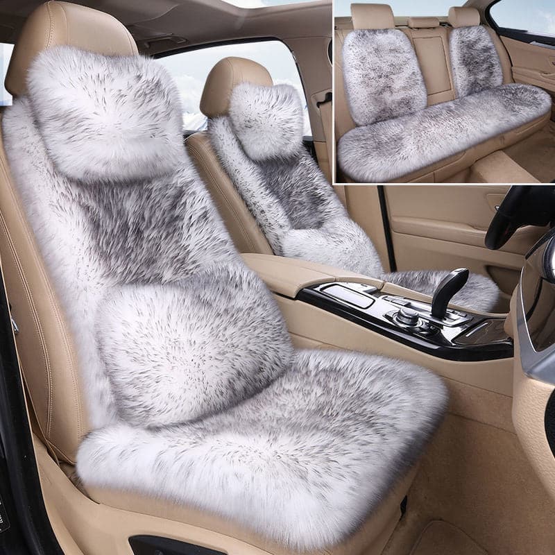 Amancarport Winter Plush Car Seat Cover 5-Piece Complete Set， Include Front & Rear Seat Cover