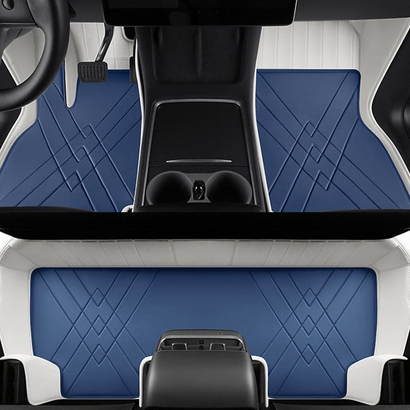 Special for Tesla Model 3 and Model Y Leather Floor Mat Fully Surrounded By All-Weather Floor Mat