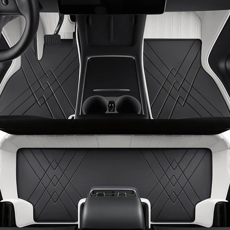 Special for Tesla Model 3 and Model Y Leather Floor Mat Fully Surrounded By All-Weather Floor Mat