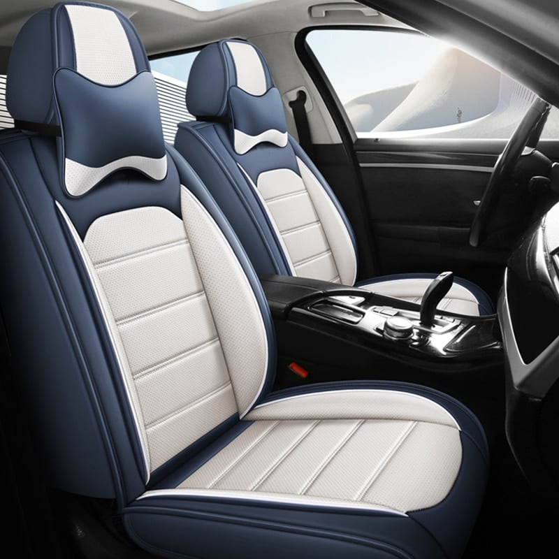 Delicate Leather Car Seat Covers Full Set, Custom For Your Cars, Waterproof Leather Front Rear Seat Automotive Protection Cushions, Car Accessories