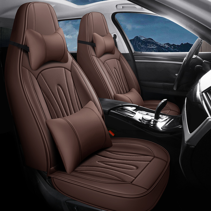 General Leather Car Seat Covers, High-Back, Waterproof, Airbag Compatible, Suitable for Cars, SUVs, Trucks and Vans