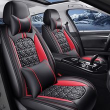 Load image into Gallery viewer, Car Seat Covers Full Set, Luxury Faux Leather Car Seat Covers Waterproof Non-Slip Seat Protector Universal Fit for Most Cars SUVs Trucks Pick-ups,Black Red Car Accessories Interior