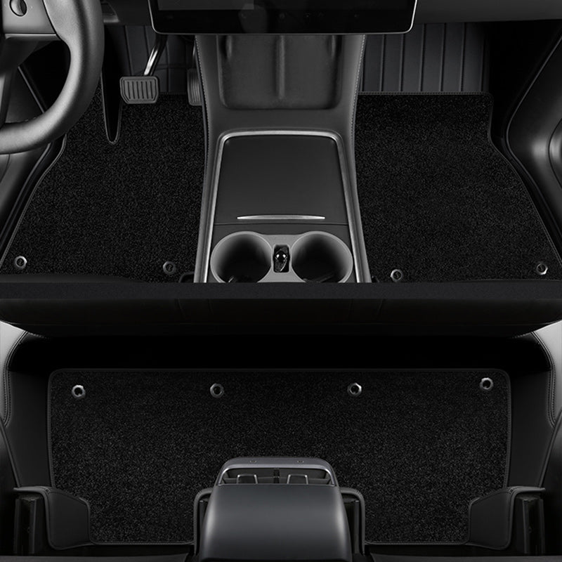 Special for Tesla Model S and Model X Leather Floor Mat Fully Surrounded By All-Weather Floor Mat