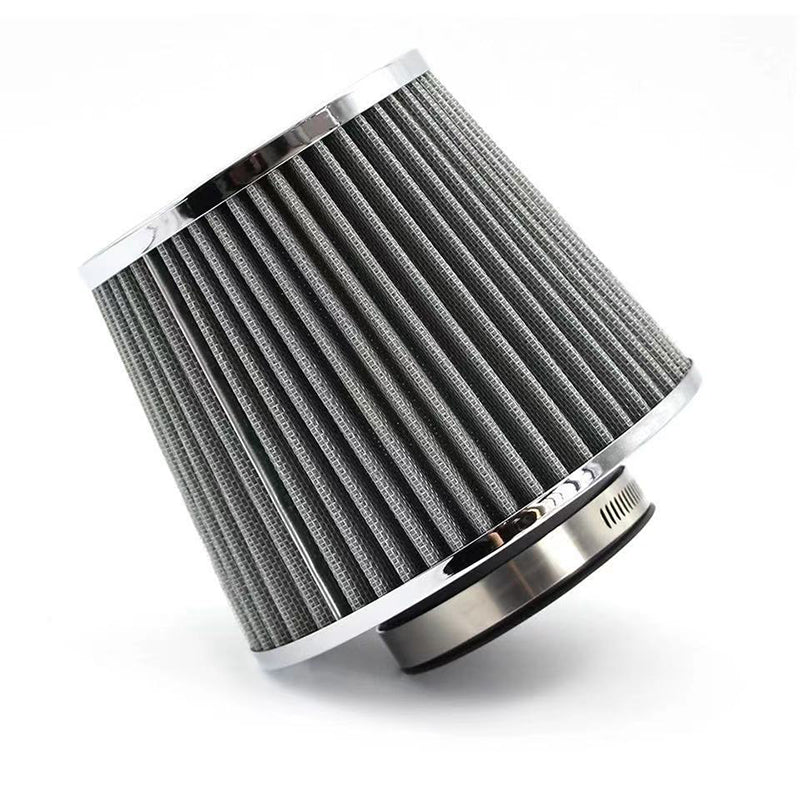 Universal Clamp-On Air Filter, Available in 64mm, 76mm, 89mm, and 100mm Sizes, High Flow Round Tapered Cone, Closed-Top Cool Air Filter Cleaner