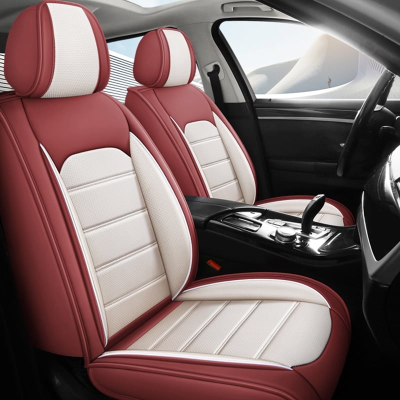 Delicate Leather Car Seat Covers Full Set, Custom For Your Cars, Waterproof Leather Front Rear Seat Automotive Protection Cushions, Car Accessories