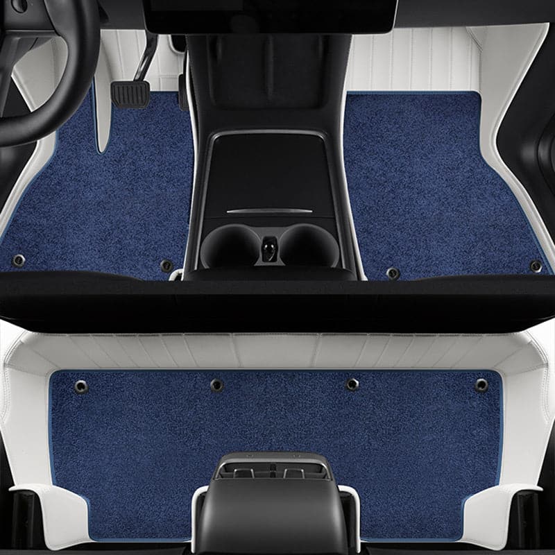 Special for Tesla Model S and Model X Leather Floor Mat Fully Surrounded By All-Weather Floor Mat