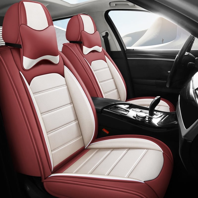 Delicate Leather Car Seat Covers Full Set, Custom For Your Cars, Waterproof Leather Front Rear Seat Automotive Protection Cushions, Car Accessories