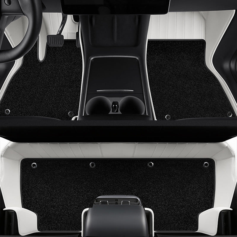 Special for Tesla Model 3 and Model Y Leather Floor Mat Fully Surrounded By All-Weather Floor Mat