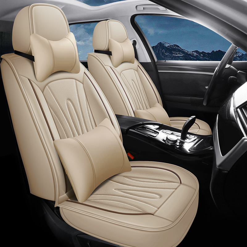 General Leather Car Seat Covers, High-Back, Waterproof, Airbag Compatible, Suitable for Cars, SUVs, Trucks and Vans