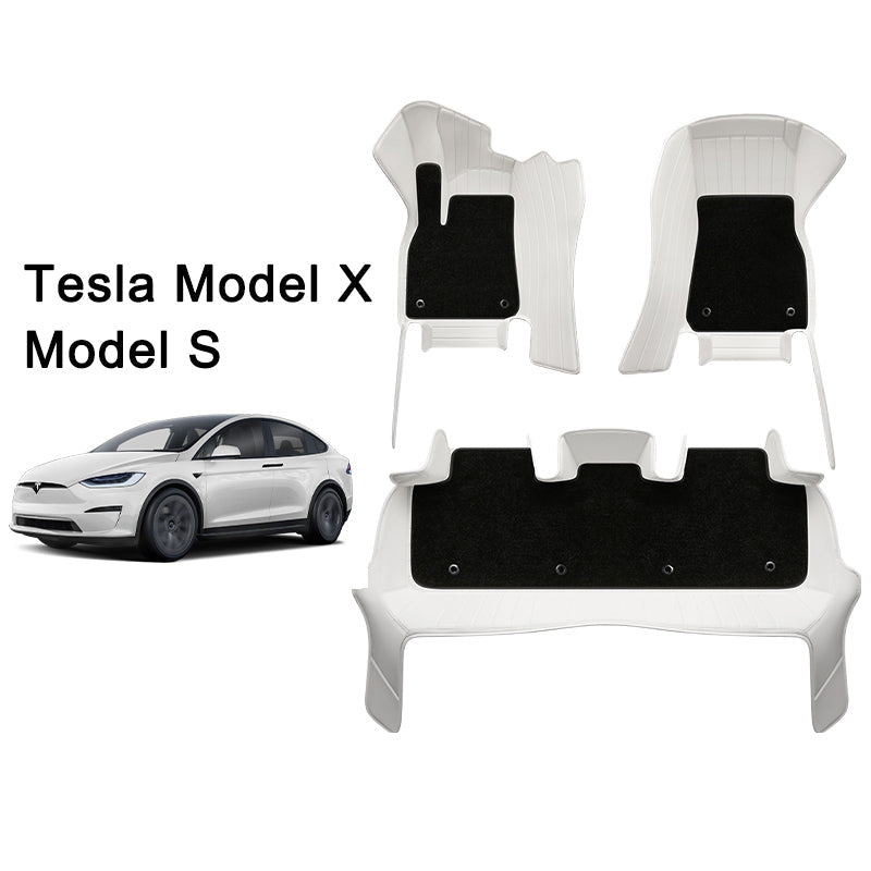 Special for Tesla Model S and Model X Leather Floor Mat Fully Surrounded By All-Weather Floor Mat