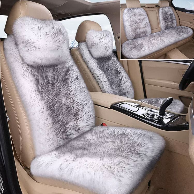 Amancarport Winter Plush Car Seat Cover 5-Piece Complete Set， Include Front & Rear Seat Cover