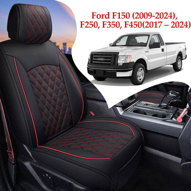 Leather Car Seat Cover Full Set Fit For Ford F150 (2009-2024), F250, F350, F450(2017-2024)